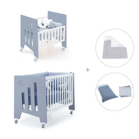 Culla 60x80 cm e lettino 60x120 cm (7in1) blu · Omni Tre Blu denim