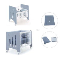 Culla 60x80 cm e lettino 60x120 cm (7in1) blu · Omni Tre Blu denim