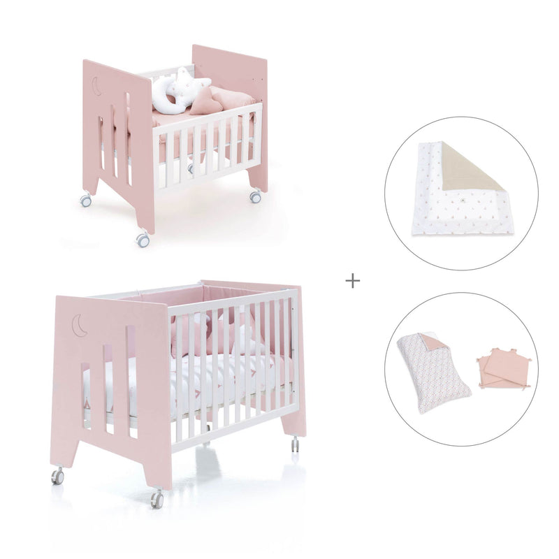 Culla 60x80 cm e lettino 60x120 cm (7in1) rosa chiaro · Omni Tre Flamingo