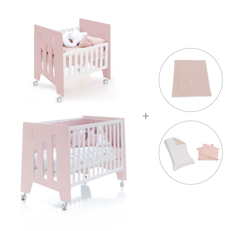 Culla 60x80 cm e lettino 60x120 cm (7in1) rosa chiaro · Omni Tre Flamingo