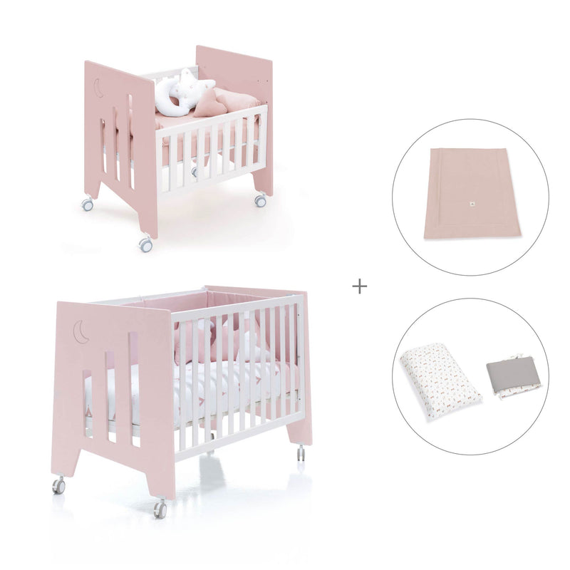 Culla 60x80 cm e lettino 60x120 cm (7in1) rosa chiaro · Omni Tre Flamingo