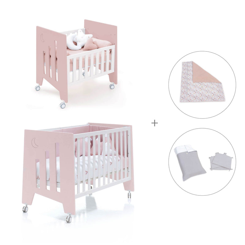 Culla 60x80 cm e lettino 60x120 cm (7in1) rosa chiaro · Omni Tre Flamingo
