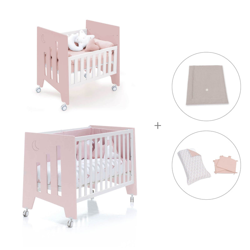 Culla 60x80 cm e lettino 60x120 cm (7in1) rosa chiaro · Omni Tre Flamingo