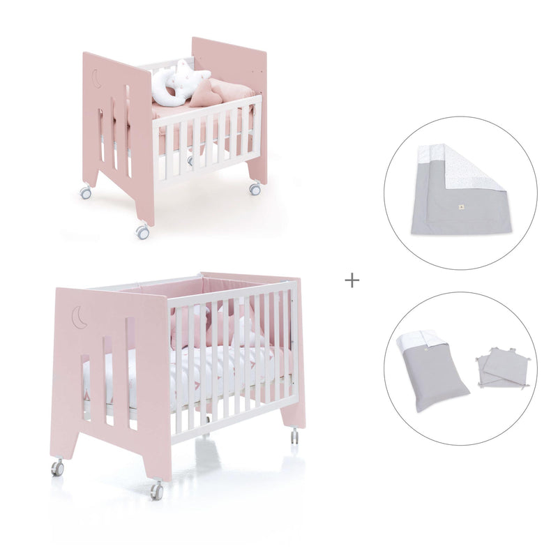 Culla 60x80 cm e lettino 60x120 cm (7in1) rosa chiaro · Omni Tre Flamingo