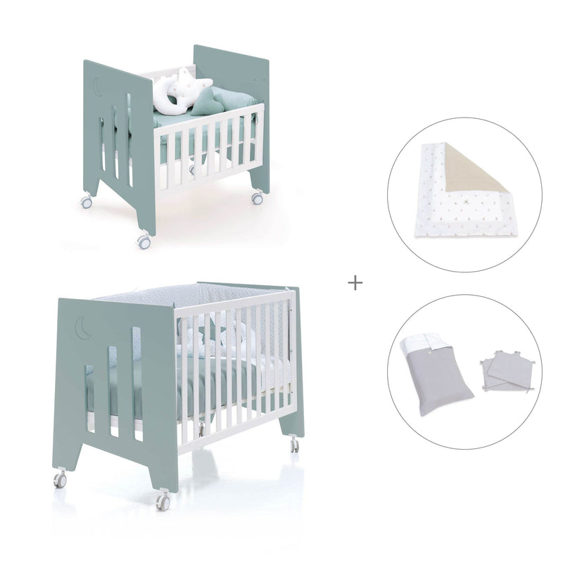 Culla 60x80 cm e lettino 60x120 cm (7in1) verde eucalipto · Omni Tre Eucalyptus