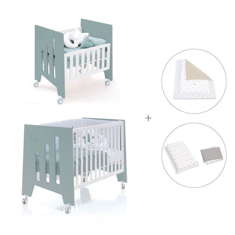 Culla 60x80 cm e lettino 60x120 cm (7in1) verde eucalipto · Omni Tre Eucalyptus
