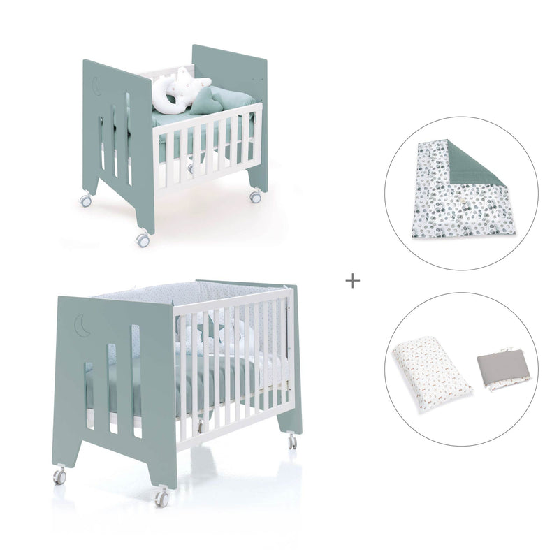 Culla 60x80 cm e lettino 60x120 cm (7in1) verde eucalipto · Omni Tre Eucalyptus