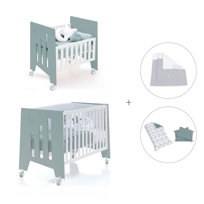Culla 60x80 cm e lettino 60x120 cm (7in1) verde eucalipto · Omni Tre Eucalyptus