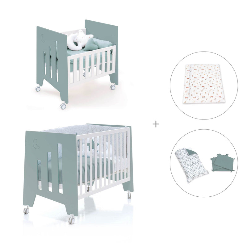 Culla 60x80 cm e lettino 60x120 cm (7in1) verde eucalipto · Omni Tre Eucalyptus