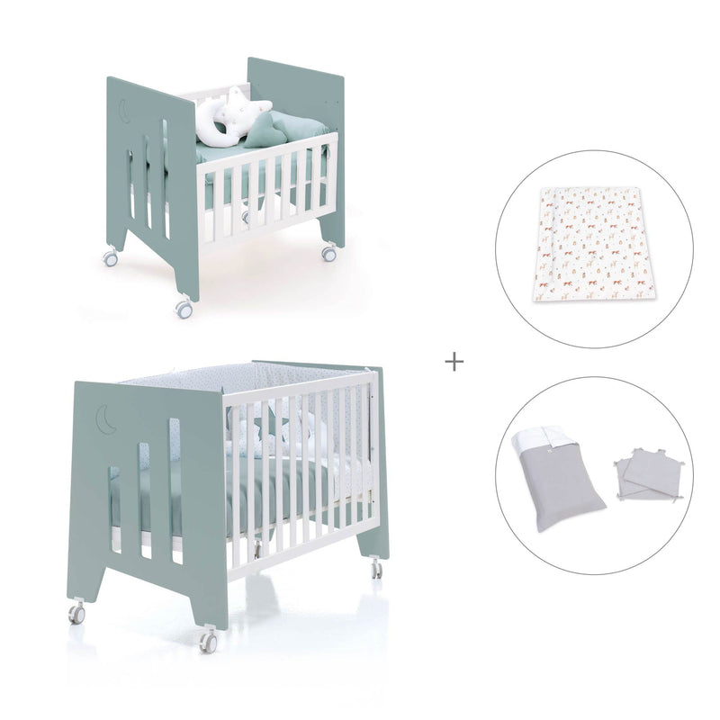 Culla 60x80 cm e lettino 60x120 cm (7in1) verde eucalipto · Omni Tre Eucalyptus