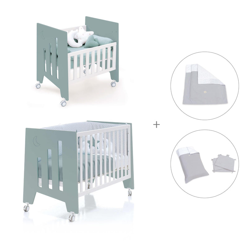 Culla 60x80 cm e lettino 60x120 cm (7in1) verde eucalipto · Omni Tre Eucalyptus