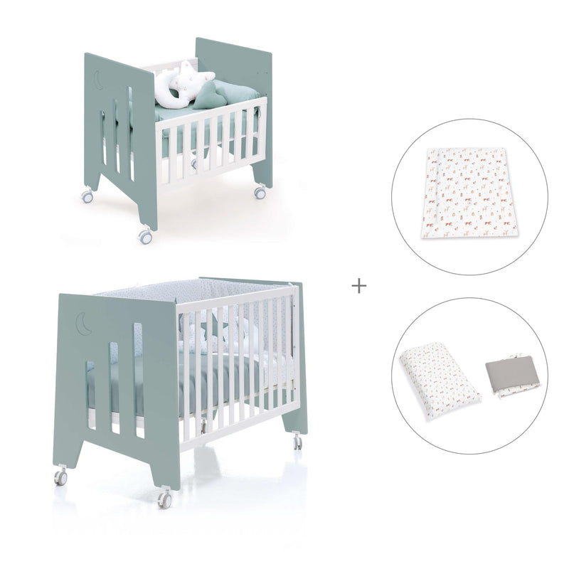 Culla 60x80 cm e lettino 60x120 cm (7in1) verde eucalipto · Omni Tre Eucalyptus