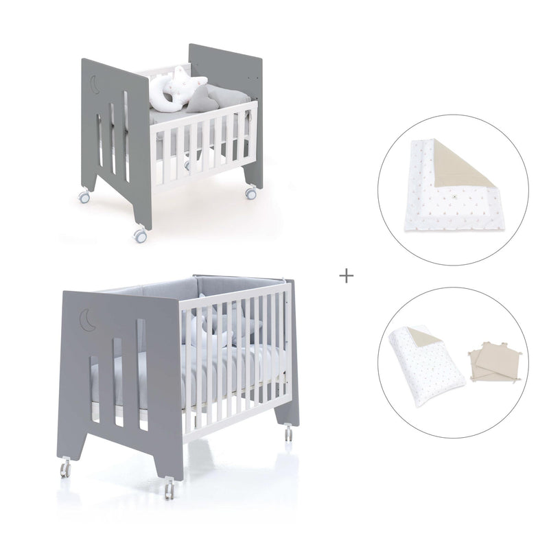 Culla 60x80 cm e lettino 60x120 cm (7in1) antracite · Omni Tre Antracita