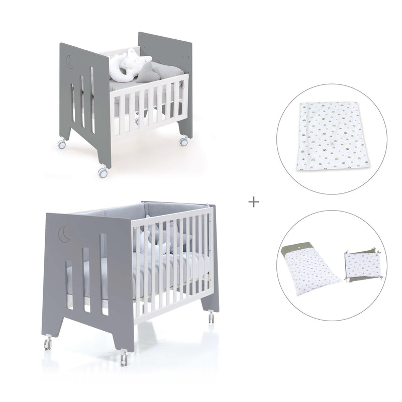 Culla 60x80 cm e lettino 60x120 cm (7in1) antracite · Omni Tre Antracita