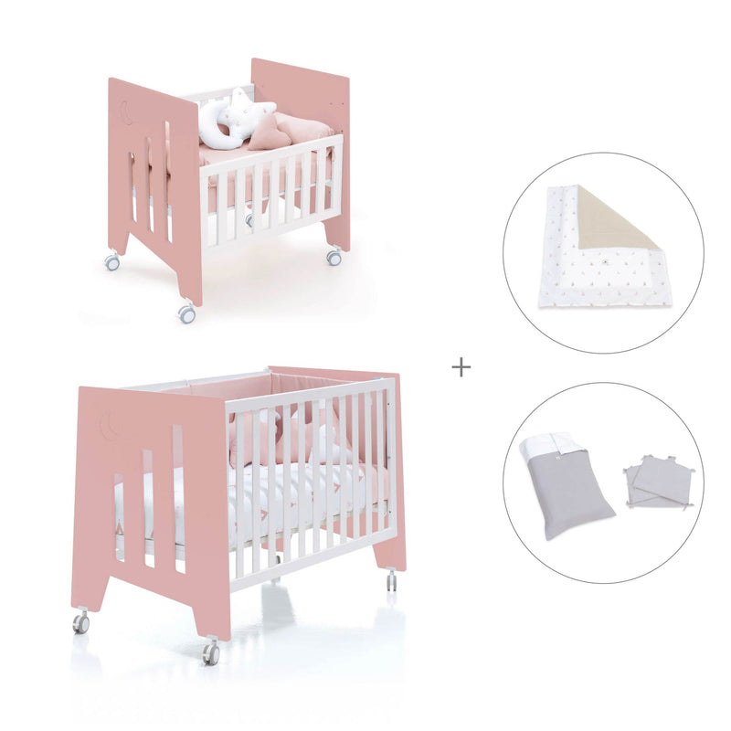 Culla 60x80 cm e lettino 60x120 cm (7in1) rosa · Omni Tre Quarzo