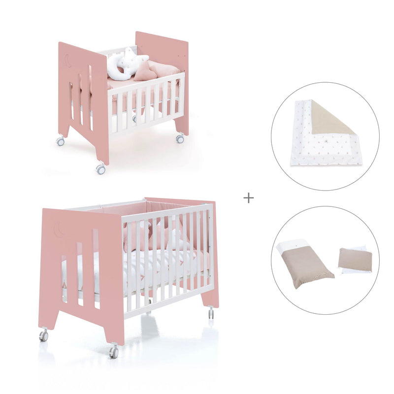 Culla 60x80 cm e lettino 60x120 cm (7in1) rosa · Omni Tre Quarzo