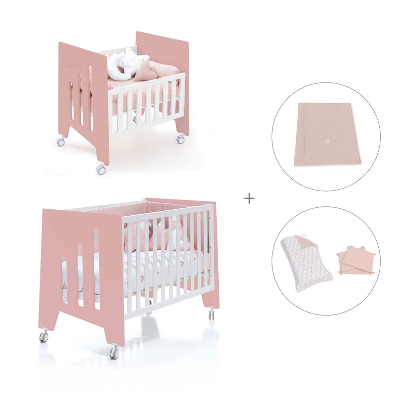 Culla 60x80 cm e lettino 60x120 cm (7in1) rosa · Omni Tre Quarzo