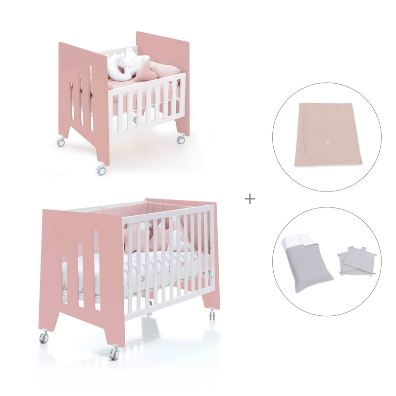 Culla 60x80 cm e lettino 60x120 cm (7in1) rosa · Omni Tre Quarzo