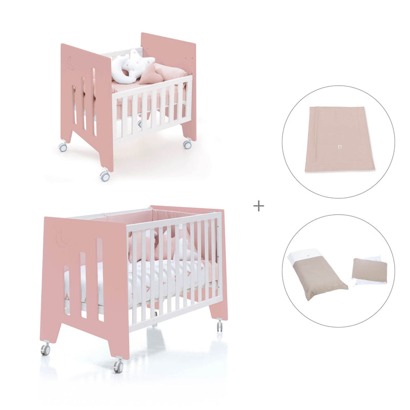 Culla 60x80 cm e lettino 60x120 cm (7in1) rosa · Omni Tre Quarzo