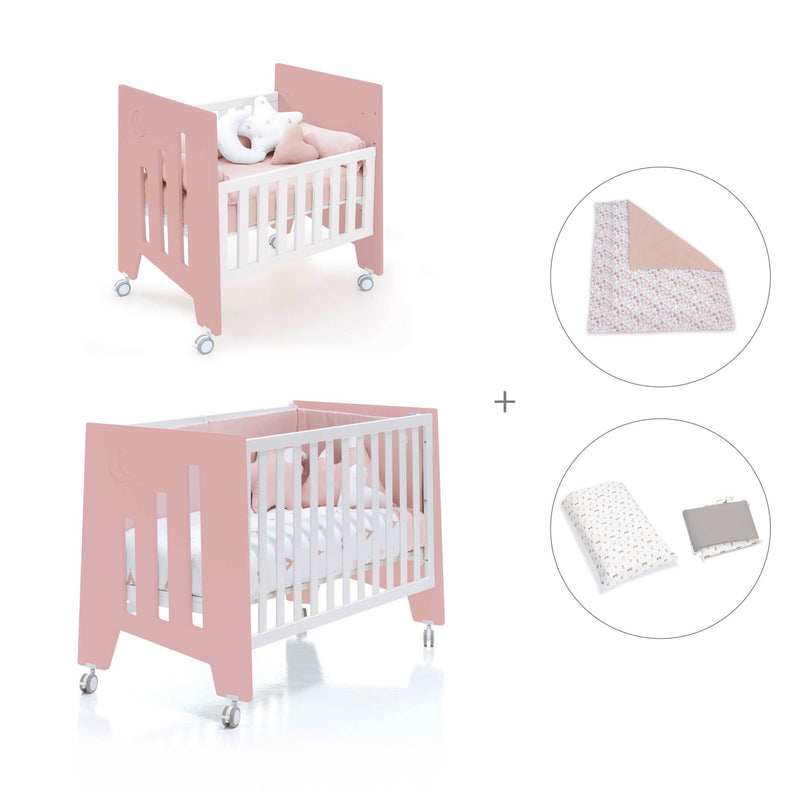 Culla 60x80 cm e lettino 60x120 cm (7in1) rosa · Omni Tre Quarzo