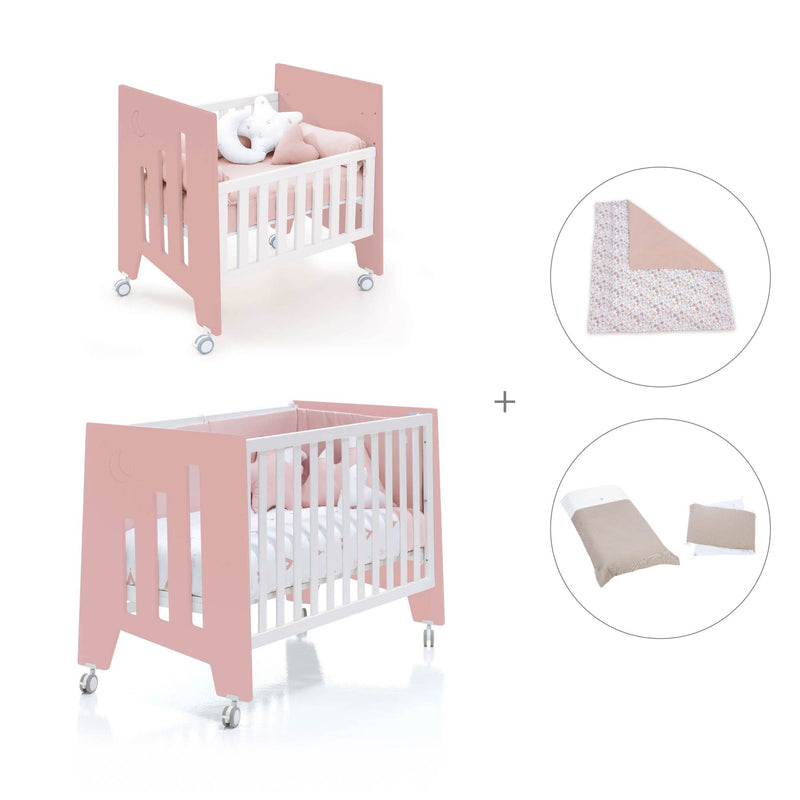 Culla 60x80 cm e lettino 60x120 cm (7in1) rosa · Omni Tre Quarzo