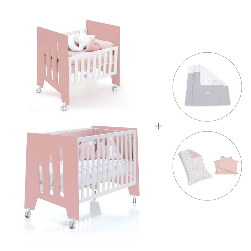 Culla 60x80 cm e lettino 60x120 cm (7in1) rosa · Omni Tre Quarzo