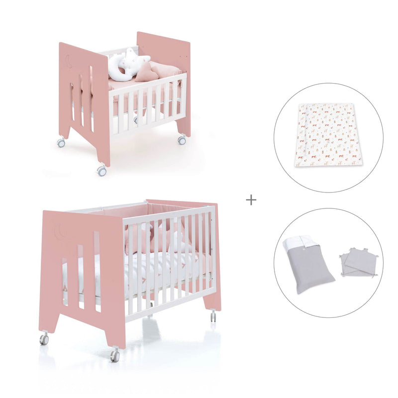 Culla 60x80 cm e lettino 60x120 cm (7in1) rosa · Omni Tre Quarzo