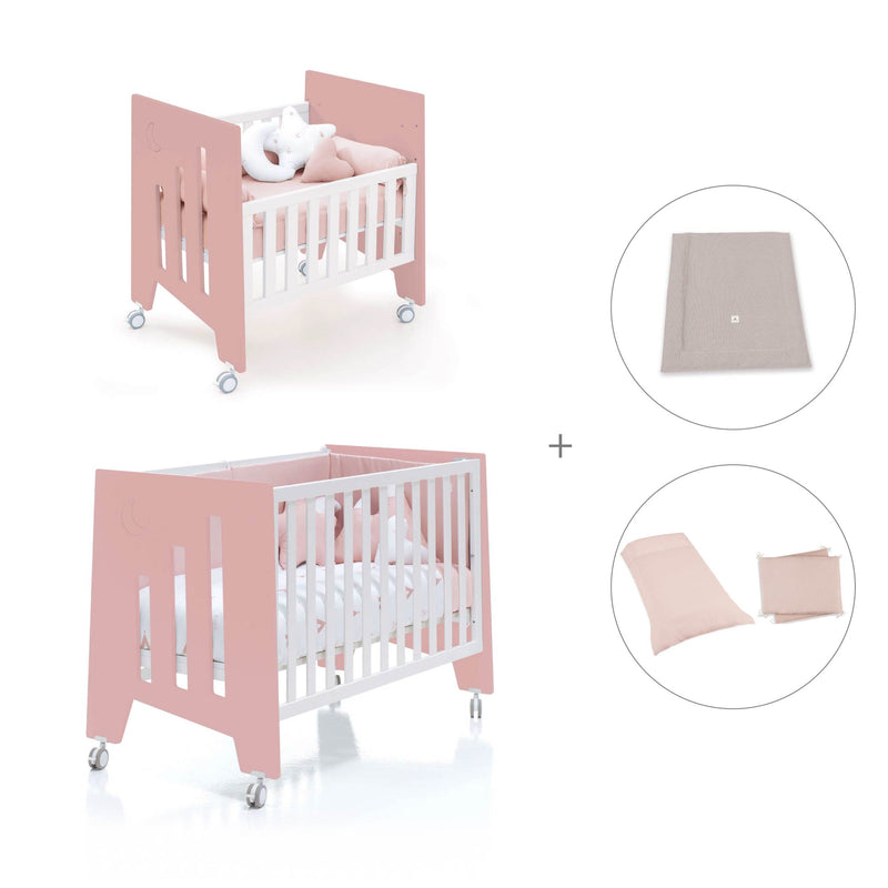 Culla 60x80 cm e lettino 60x120 cm (7in1) rosa · Omni Tre Quarzo