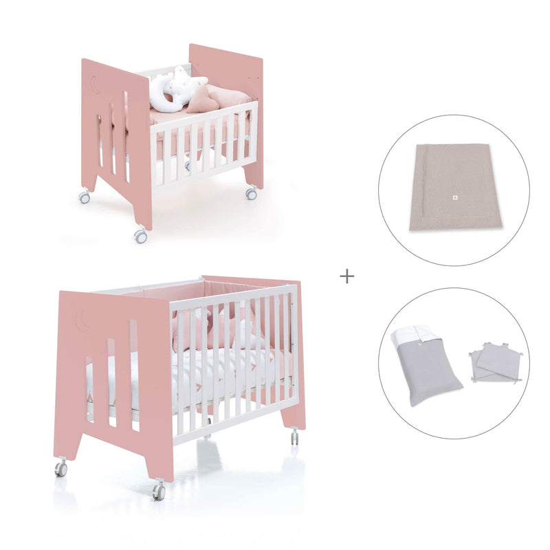 Culla 60x80 cm e lettino 60x120 cm (7in1) rosa · Omni Tre Quarzo