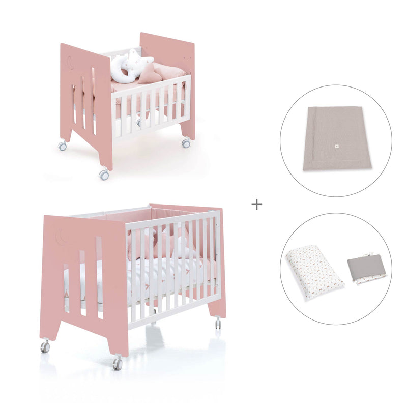 Culla 60x80 cm e lettino 60x120 cm (7in1) rosa · Omni Tre Quarzo