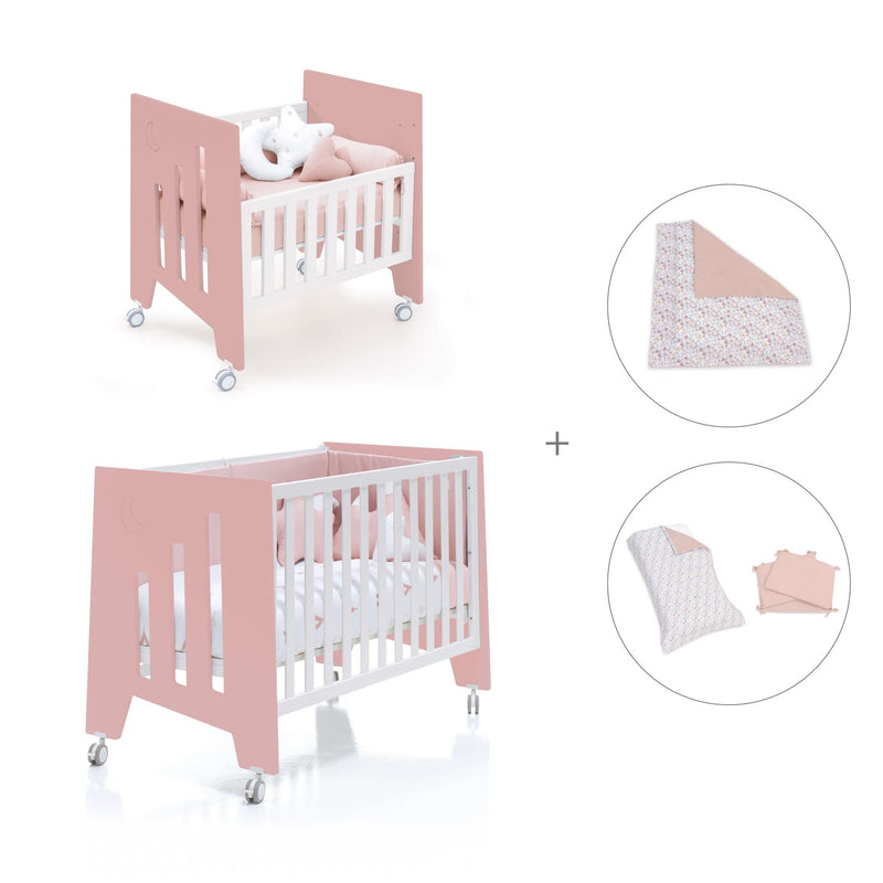 Culla 60x80 cm e lettino 60x120 cm (7in1) rosa · Omni Tre Quarzo