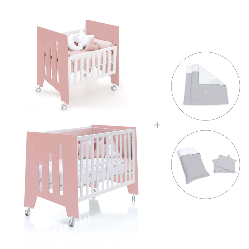Culla 60x80 cm e lettino 60x120 cm (7in1) rosa · Omni Tre Quarzo