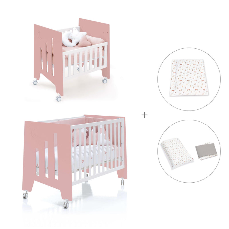 Culla 60x80 cm e lettino 60x120 cm (7in1) rosa · Omni Tre Quarzo