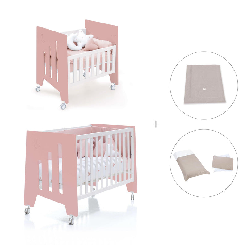 Culla 60x80 cm e lettino 60x120 cm (7in1) rosa · Omni Tre Quarzo
