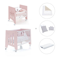 Culla 60x80 cm e lettino 60x120 cm (7in1) rosa chiaro · Omni Tre Flamingo