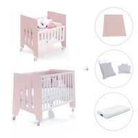 Culla 60x80 cm e lettino 60x120 cm (7in1) rosa chiaro · Omni Tre Flamingo