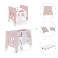 Culla 60x80 cm e lettino 60x120 cm (7in1) rosa chiaro · Omni Tre Flamingo