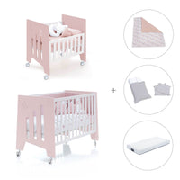 Culla 60x80 cm e lettino 60x120 cm (7in1) rosa chiaro · Omni Tre Flamingo