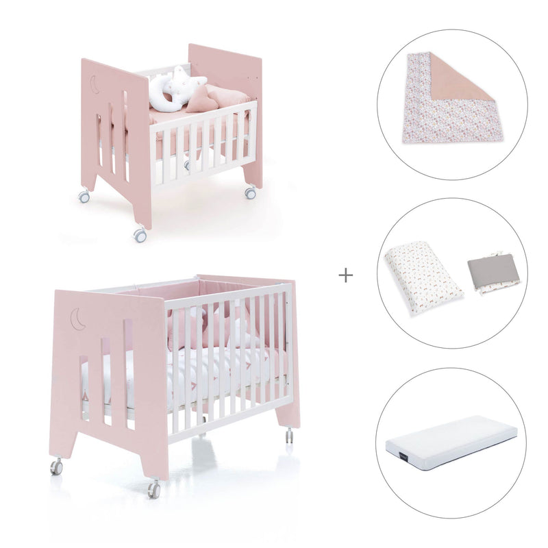 Culla 60x80 cm e lettino 60x120 cm (7in1) rosa chiaro · Omni Tre Flamingo