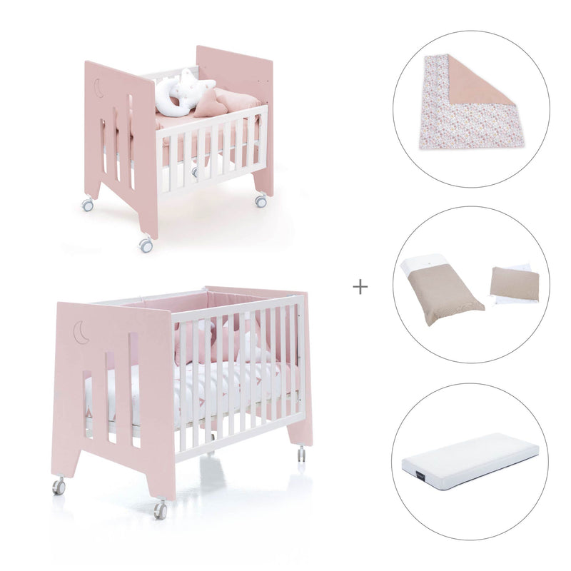 Culla 60x80 cm e lettino 60x120 cm (7in1) rosa chiaro · Omni Tre Flamingo