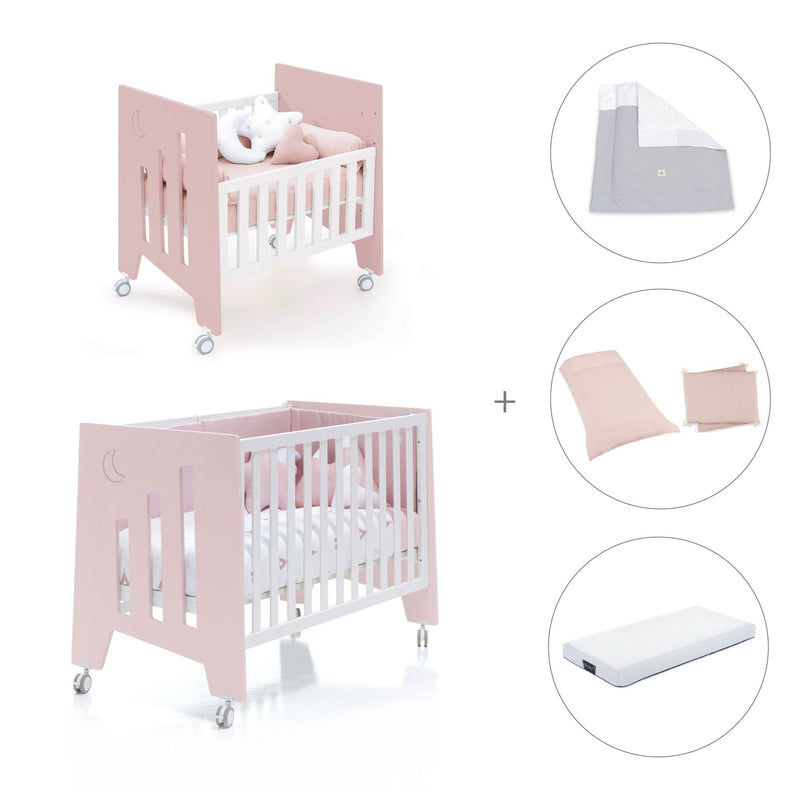 Culla 60x80 cm e lettino 60x120 cm (7in1) rosa chiaro · Omni Tre Flamingo