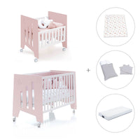 Culla 60x80 cm e lettino 60x120 cm (7in1) rosa chiaro · Omni Tre Flamingo