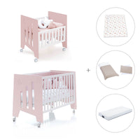 Culla 60x80 cm e lettino 60x120 cm (7in1) rosa chiaro · Omni Tre Flamingo