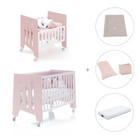 Culla 60x80 cm e lettino 60x120 cm (7in1) rosa chiaro · Omni Tre Flamingo