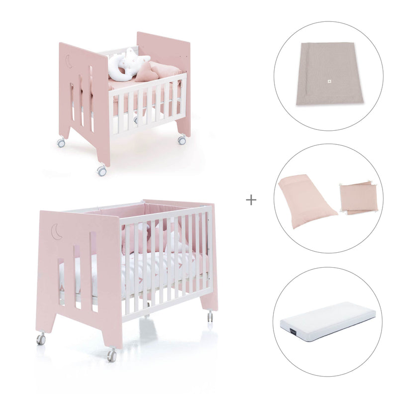 Culla 60x80 cm e lettino 60x120 cm (7in1) rosa chiaro · Omni Tre Flamingo
