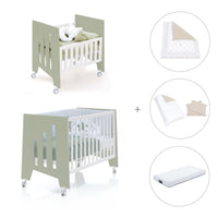 Culla 60x80 cm e lettino 60x120 cm (7in1) verde-oliva · Omni Tre Erba