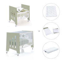 Culla 60x80 cm e lettino 60x120 cm (7in1) verde-oliva · Omni Tre Erba