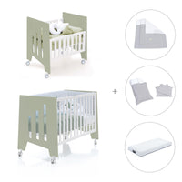 Culla 60x80 cm e lettino 60x120 cm (7in1) verde-oliva · Omni Tre Erba