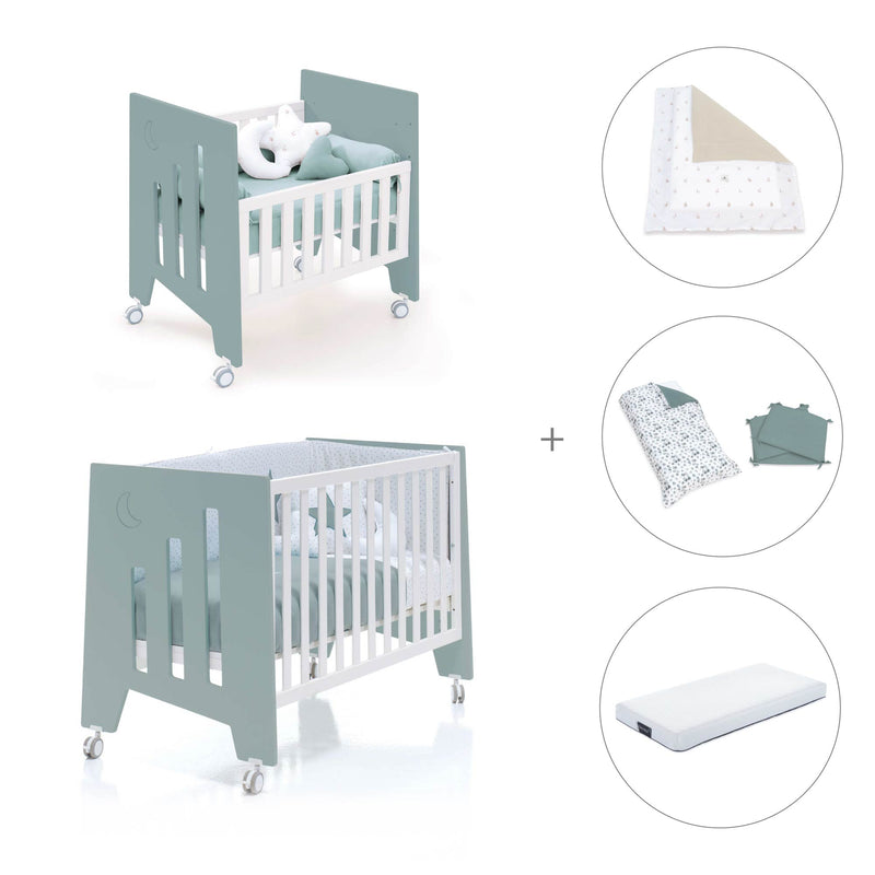 Culla 60x80 cm e lettino 60x120 cm (7in1) verde eucalipto · Omni Tre Eucalyptus