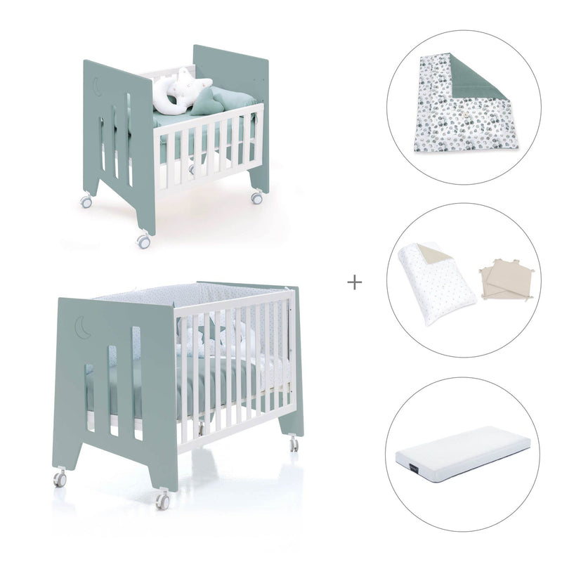 Culla 60x80 cm e lettino 60x120 cm (7in1) verde eucalipto · Omni Tre Eucalyptus